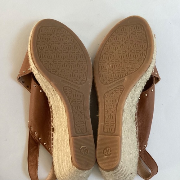 MAYPOL Studded Leather Wedge Espadrille Sandals Sz 42 Adjustable buckle Spain - Picture 10 of 11